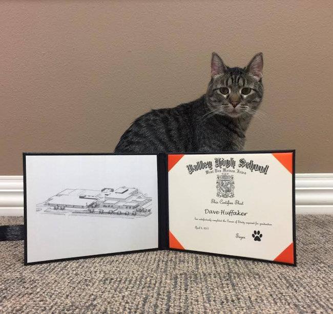 Dave Posing with his Valley High Certificate