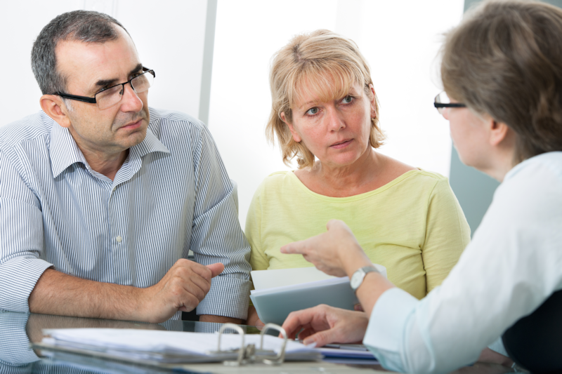 couple getting information