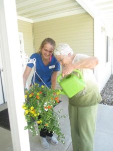 Watering a plant